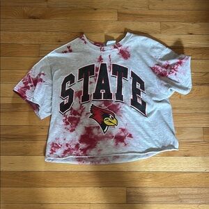 State women’s Tie-Dye T-Shirt - Red and Gray cropped